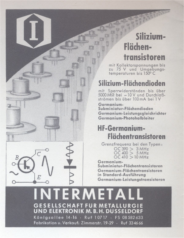 Intermetall advertisement Funkschau 16/1956  p. 454