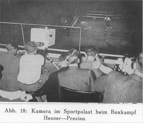 441 Zeilen Fernsehübertragung vom aktuellen Bilddienst des deutschen Fernsehrundfunks vom Boxkampf im Berliner Sportpalast am 11.8.1939 zwischen Adolf Heuser & Preciso Merlo in der Europameisterschaft im Halbschwergewicht 