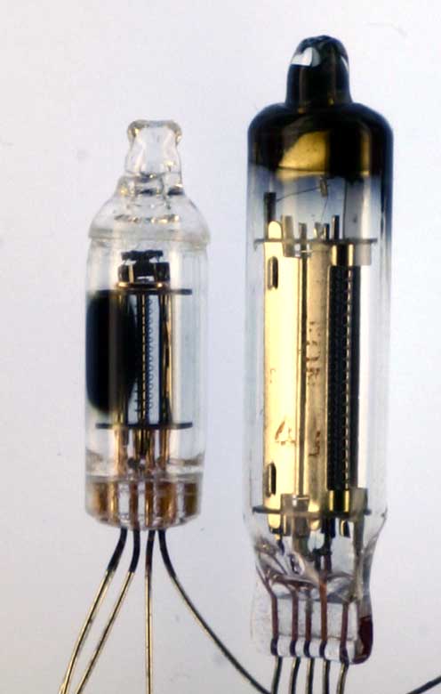 Fig. 1 Conventional pencil tubes. SN891B-triode 5678-pentode