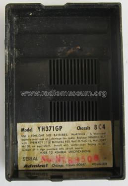YH371GP Eight Transistor Ch= 8C4; Admiral brand (ID = 1680129) Radio