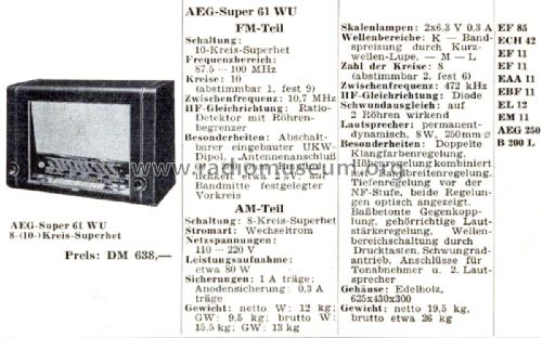 61WU; AEG Radios Allg. (ID = 2338078) Radio