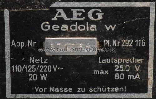 Geadola W; AEG Radios Allg. (ID = 2145035) Speaker-P
