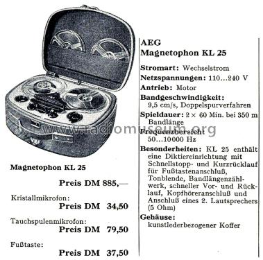 Magnetophon KL25; AEG Radios Allg. (ID = 2842436) R-Player