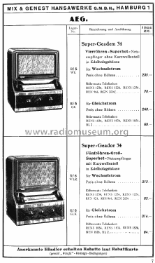 Super-Geadem 34WL = 34WS; AEG Radios Allg. (ID = 1579930) Radio