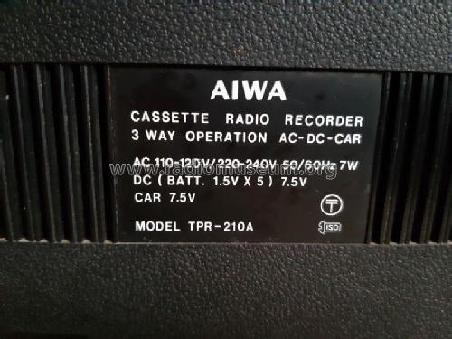 Cassette Radio Recorder TPR-210A; Aiwa Co. Ltd.; Tokyo (ID = 2459582) Radio