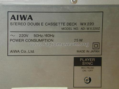 Stereo Double Cassette Deck AD-WX220; Aiwa Co. Ltd.; Tokyo (ID = 2052016) R-Player