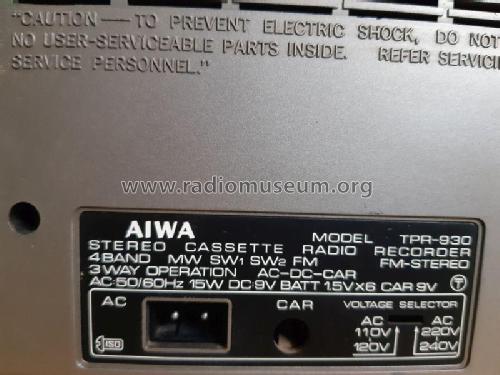 Stereo Portable-Radio-Cassetten-Recorder TPR-930EE; Aiwa Co. Ltd.; Tokyo (ID = 2455723) Radio