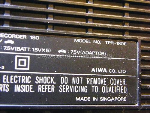 Radio Cassette Recorder TPR-180E; Aiwa Co. Ltd.; Tokyo (ID = 1669449) Radio