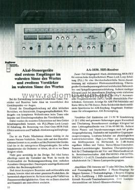 Stereo Receiver AA-1030; Akai Electric Co., (ID = 2807229) Radio