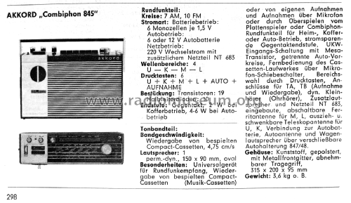 Combiphon 845; Akkord-Radio + (ID = 2741677) Radio