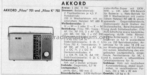 Filou K702 702/5400; Akkord-Radio + (ID = 2021720) Radio