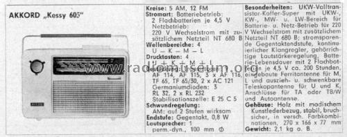 Kessy 605/4600; Akkord-Radio + (ID = 2021721) Radio