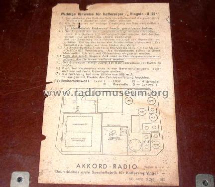 Pinguin 55 UKW U55; Akkord-Radio + (ID = 19270) Radio