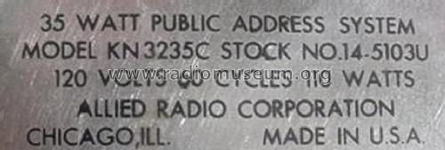 Knight Public Address System KN 3235C; Allied Radio Corp. (ID = 1811174) Ampl/Mixer