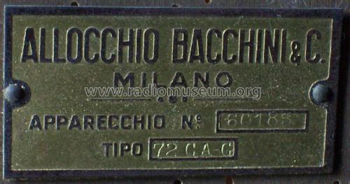72CA/G; Allocchio Bacchini (ID = 674056) Radio