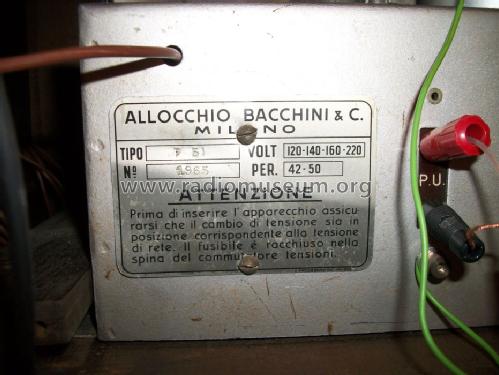 F51G Ch= F51; Allocchio Bacchini (ID = 1005173) Radio