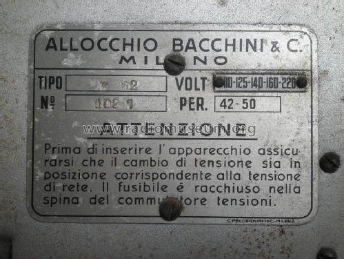 F52M Ch= F52; Allocchio Bacchini (ID = 997418) Radio