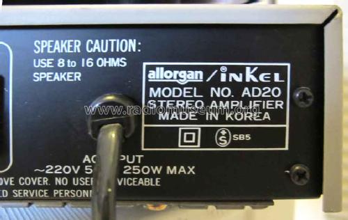 Stereo Amplifier AD20; Allorgan; Marke? (ID = 913005) Ampl/Mixer