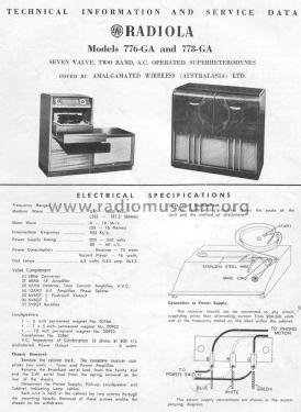 Radiolagram 776GA; Amalgamated Wireless (ID = 1346537) Radio