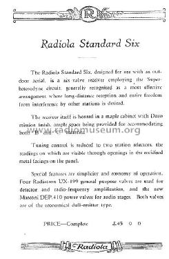 Radiola Standard Six C38; Amalgamated Wireless (ID = 1901539) Radio