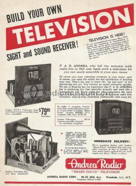 Sharp Focus Receiver 1-F-5 ; Andrea Radio Corp.; (ID = 1799904) Television