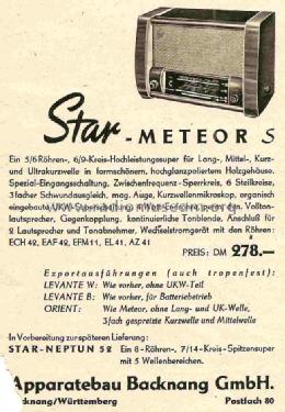 Star-Super Meteor S; Apparatebau Backnang (ID = 724825) Radio