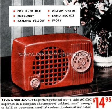 440T Ch= RE-278; Arvin, brand of (ID = 345234) Radio