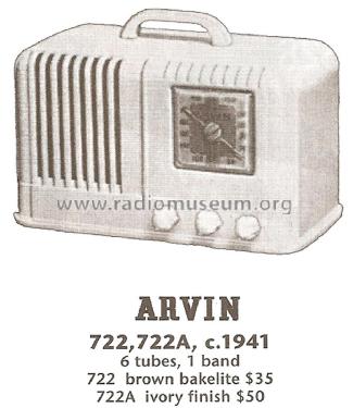 722 Ch RE80; Arvin, brand of (ID = 1744525) Radio