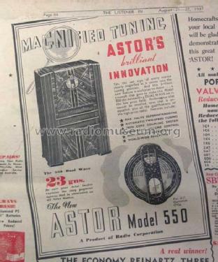 550 HB; Astor brand, Radio (ID = 838349) Radio