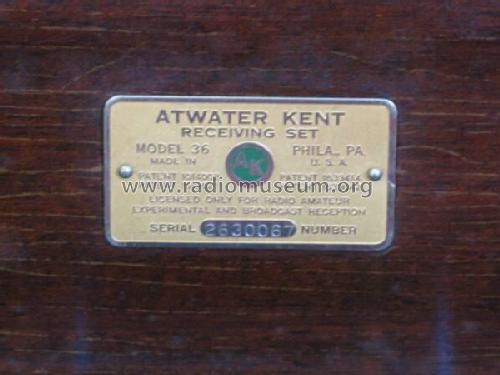 36 early; Atwater Kent Mfg. Co (ID = 1765520) Radio