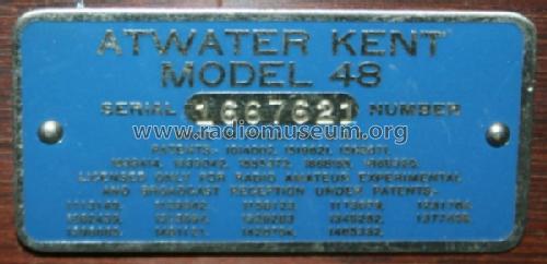 48 ; Atwater Kent Mfg. Co (ID = 498140) Radio