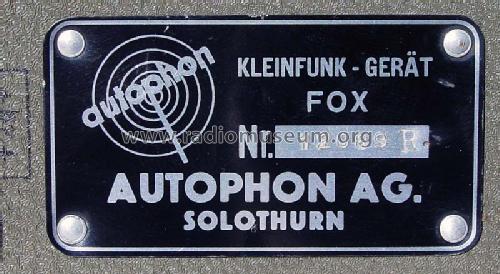 Kleinfunk-Gerät FOX SE-100; Autophon AG inkl. (ID = 816437) Mil TRX