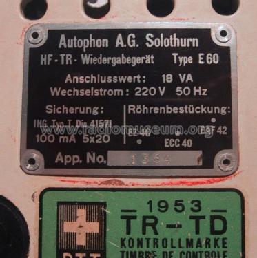 HF-Telefonrundspruch-Gerät E60; Autophon AG inkl. (ID = 29732) Radio