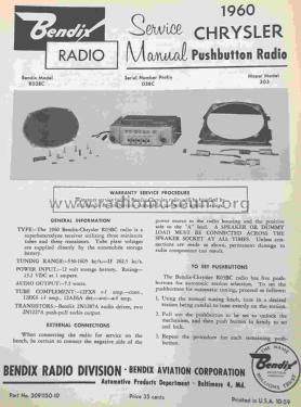 Chrysler R03BC Mopar 303; Bendix Radio (ID = 2837220) Car Radio