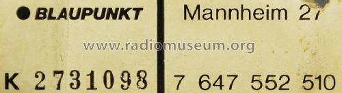 Mannheim 27 7.647.552 ab 710001; Blaupunkt Ideal, (ID = 1787802) Car Radio