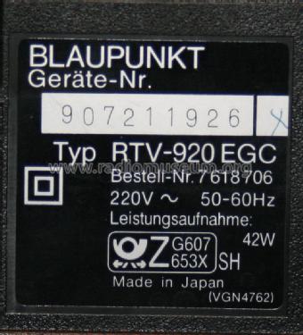 Video Recorder RTV-920 HiFi; Blaupunkt Ideal, (ID = 1527527) Enrég.-R