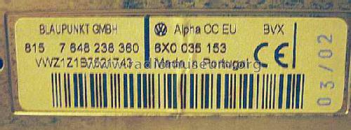 VW Alpha CC EU 7.648.238.360 - VW 6X0 035 153 - BVX; Blaupunkt Ideal, (ID = 1155419) Car Radio