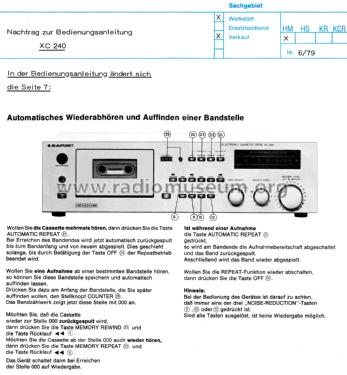 Electronic Cassette Deck XC-240 7.629.180; Blaupunkt Ideal, (ID = 2601329) R-Player