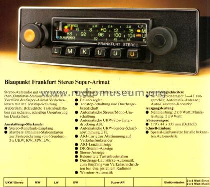 Frankfurt Stereo Super Arimat 7.638.445.010 / 040; Blaupunkt Ideal, (ID = 2390661) Car Radio