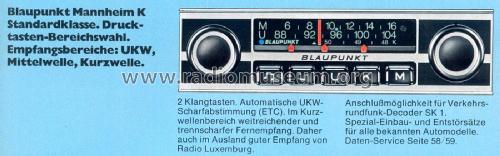 Mannheim K 7.632.331 ab 5638001; Blaupunkt Ideal, (ID = 2102576) Car Radio