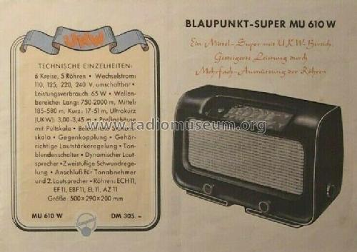 MU610W; Blaupunkt Ideal, (ID = 2602816) Radio