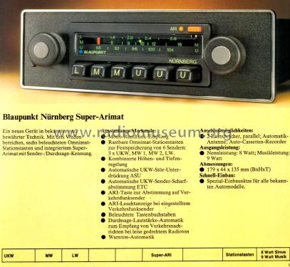 Nürnberg Super Arimat 7.639.633.010; Blaupunkt Ideal, (ID = 2390531) Car Radio