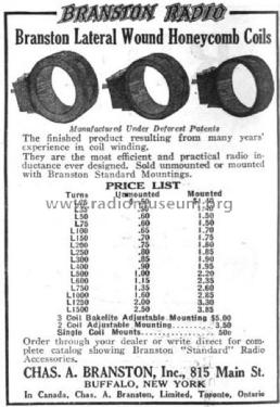 Honeycomb Inductance Coils ; Branston, Chas. A.; (ID = 1718688) Radio part