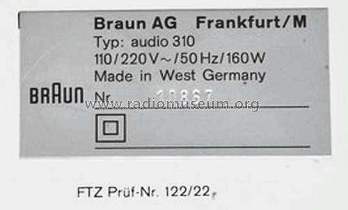 Audio 310; Braun; Frankfurt (ID = 1836846) Radio