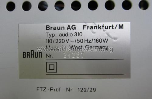 Audio 310; Braun; Frankfurt (ID = 2574185) Radio