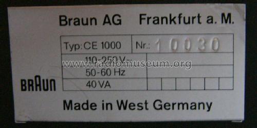 CE1000; Braun; Frankfurt (ID = 722155) Radio