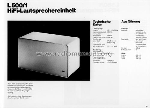 HiFi-Lautsprechereinheit L 500/1; Braun; Frankfurt (ID = 1881607) Speaker-P