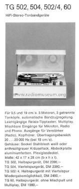 HiFi-Stereo-Tonbandgerät TG60; Braun; Frankfurt (ID = 1753623) R-Player