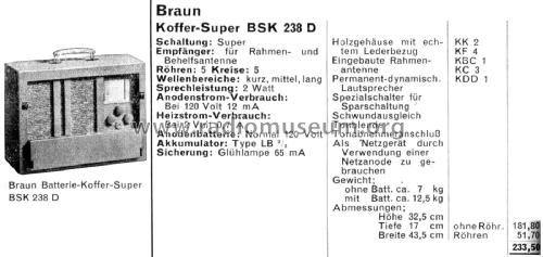 Koffer Super BSK 238D ; Braun; Frankfurt (ID = 2394129) Radio