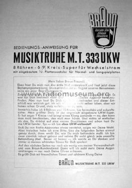Musiktruhe 333UKW MT Ch= 333UK; Braun; Frankfurt (ID = 2125418) Radio